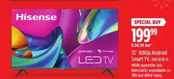 Canadian Tire Hisense 32 1080p android smart tv offer