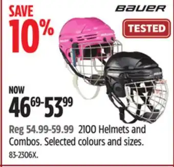 Canadian Tire Bauer 2100 helmets and combos offer