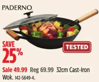 Canadian Tire Paderno 32cm cast-iron wok offer