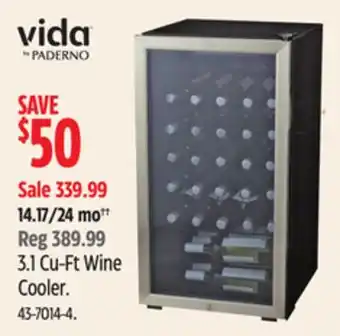 Canadian Tire Vida by paderno 3.1 cu-ft wine cooler offer