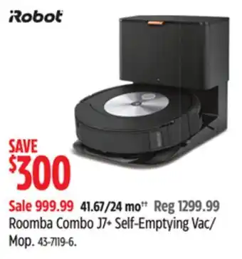Canadian Tire Irobot roomba combo j7+ self-emptying vac/ mop offer