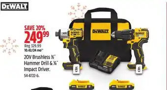Canadian Tire Dewalt 20v brushless 1/2 hammer drill & 1/4 impact driver offer