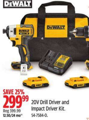Canadian Tire Dewalt 20v drill driver and impact driver kit offer