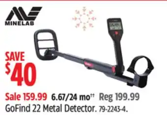 Canadian Tire Minelab gofind 22 metal detector offer