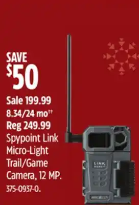 Canadian Tire Spypoint link micro-light trail/game camera, 12 mp offer