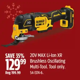 Canadian Tire Dewalt 20v max li-ion xr brushless oscillating multi-tool offer