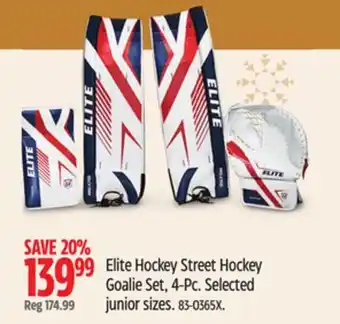 Canadian Tire Elite hockey street hockey goalie set, 4-pc offer
