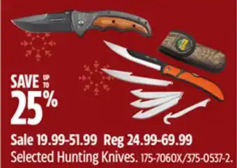Canadian Tire Outdoor edge selected hunting knives offer