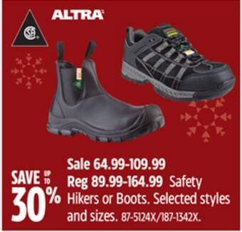 Canadian Tire Altra safety hikers or boots offer