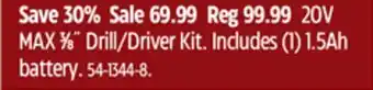 Canadian Tire Black & decker 20v max 3⁄8 drill/driver kit offer
