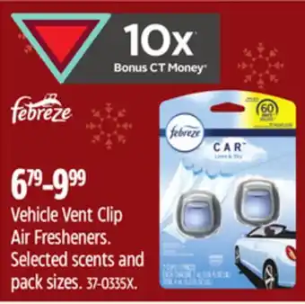 Canadian Tire Febreze vehicle vent clip air fresheners offer