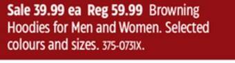 Canadian Tire Browning hoodies for men and women offer