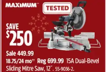 Canadian Tire Maximum 15a dual-bevel sliding mitre saw, 12 offer