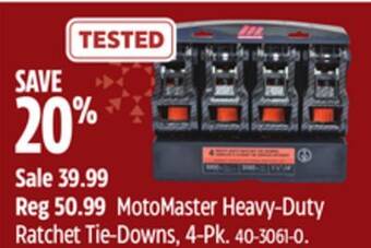 Canadian Tire Motomaster heavy-duty ratchet tie-downs, 4-pk offer