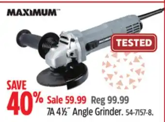 Canadian Tire Maximum 7a 4 1⁄2˝ angle grinder offer
