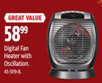 Canadian Tire For living digital fan heater with oscillation offer