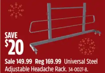 Canadian Tire Cargomaster universal steel adjustable headache rack offer
