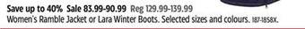 Canadian Tire Outbound women's ramble jacket or lara winter boots offer