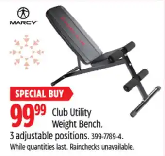 Canadian Tire Marcy club utility weight bench offer