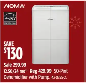 Canadian Tire Noma 50-pint dehumidifier with pump offer