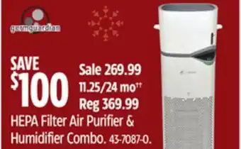 Canadian Tire Germ guardian hepa filter air purifier & humidifier combo offer