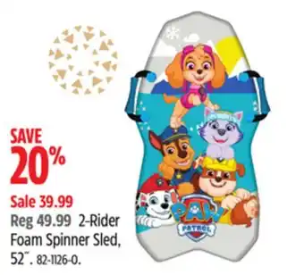 Canadian Tire Slide 2-rider foam spinner sled, 52˝ offer