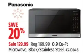 Canadian Tire Panasonic 0.9cu-ft microwave, black/stainless steel offer