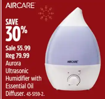 Canadian Tire Aircare aurora ultrasonic humidifier with essential oil diffuser offer