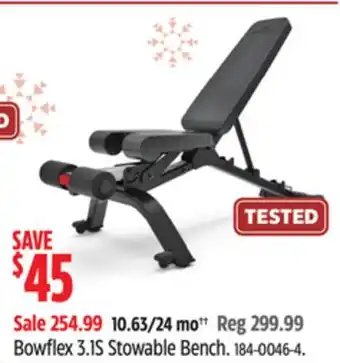 Canadian Tire Bowflex 3.1s stowable bench offer