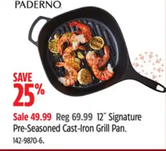 Canadian Tire Paderno 12 signature pre-seasoned cast-iron grill pan offer