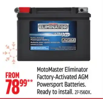Canadian Tire Motomaster eliminator factory-activated agm powersport batteries offer
