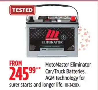 Canadian Tire Motomaster eliminator car/truck batteries offer