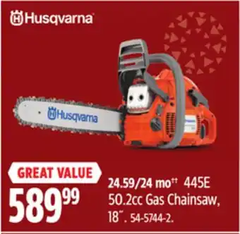 Canadian Tire Husqvarna 445e 50.2cc gas chainsaw, 18˝ offer