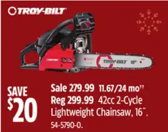 Canadian Tire Troy-bilt lightweight chainsaw, 16 offer