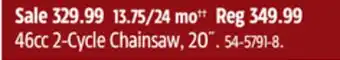 Canadian Tire Troy-bilt 46cc 2-cycle chainsaw, 20˝ offer