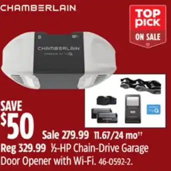 Canadian Tire Chamberlain 1⁄2-hp chain-drive garage door opener with wi-fi offer