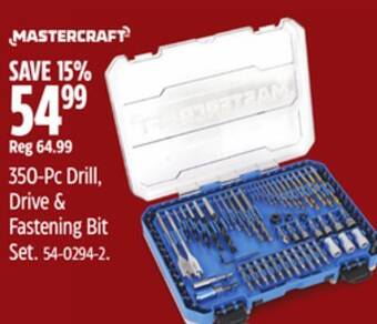 Canadian Tire Mastercraft 350-pc drill, drive & fastening bit set offer