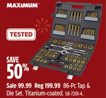 Canadian Tire Maximum 86-pc tap & die set offer