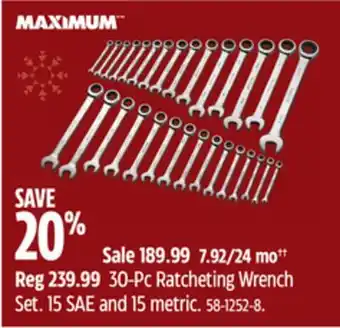 Canadian Tire Maximum 30-pc ratcheting wrench set offer