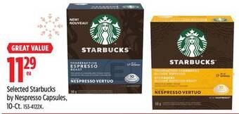 Canadian Tire Nespresso selected starbucks by nespresso capsules, 10-ct offer