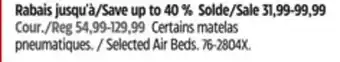 Canadian Tire Coleman selected air beds offer