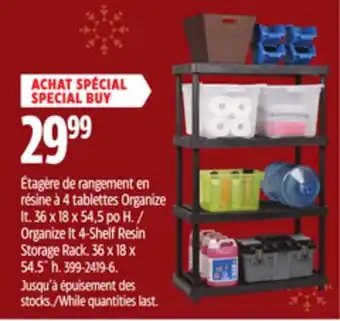 Canadian Tire Tuffstore organize it 4-shelf resin storage rack offer