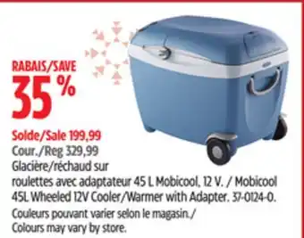 Canadian Tire Mobicool 45l wheeled 12v cooler/warmer with adapter offer