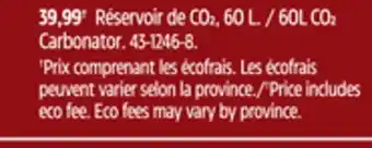 Canadian Tire Sodastream 60l co₂ carbonator offer