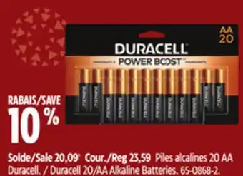 Canadian Tire Duracell 20/aa alkaline batteries offer