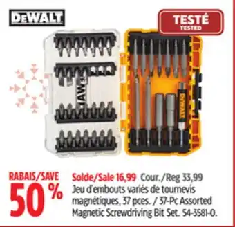 Canadian Tire Dewalt 37-pc assorted magnetic screwdriving bit set offer