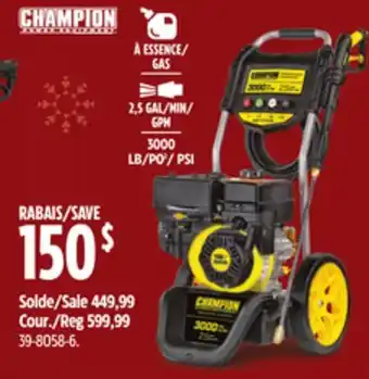 Canadian Tire Champion engine cold water wheeled gas pressure washer offer