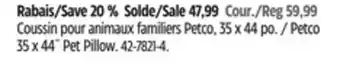 Canadian Tire Petco 35 x 44˝ pet pillow offer