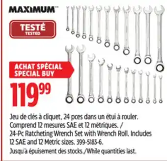 Canadian Tire Maximum 24-pc ratcheting wrench set with wrench roll offer