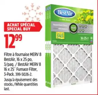 Canadian Tire Rps bestair merv 8 16 x 25 furnace filter, 3-pack offer